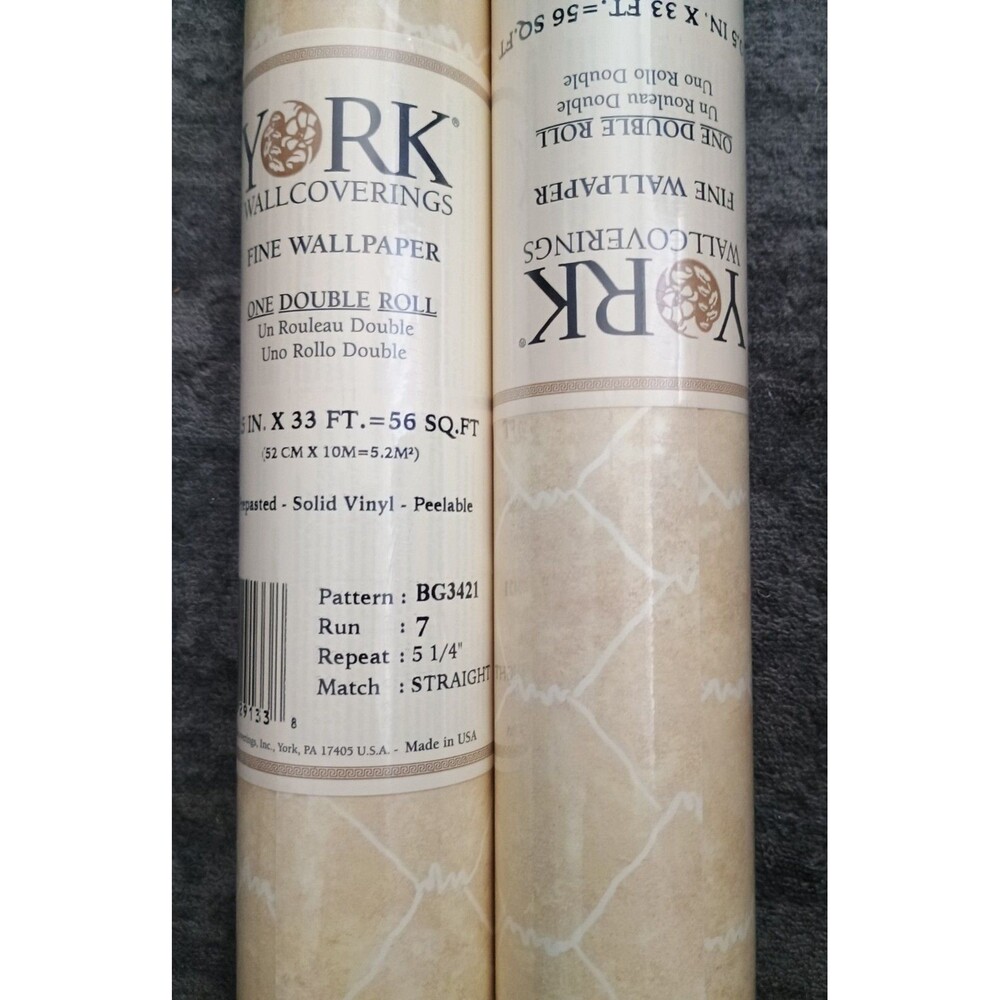 Imperial Wallpaper Vintage 2 DBL Rolls Prepasted Beige&White BG3421 56 SQ. Ft.